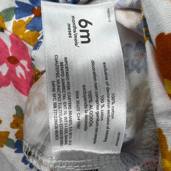 Flowered Long Sleeve Romper Bodysuit Carter's Sz 6M. NWT One Piece - Picture 5 of 5